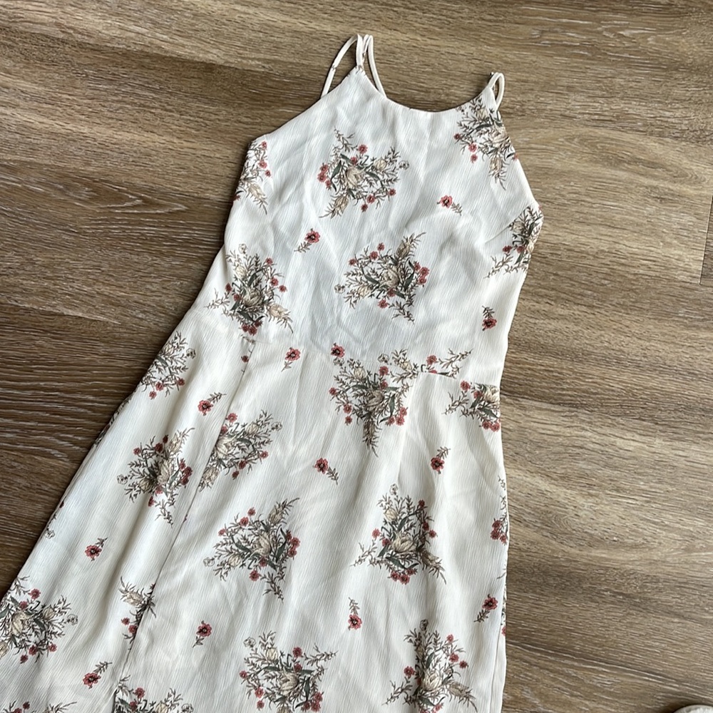 Lush Cream Floral Midi Dress